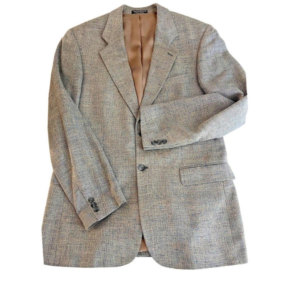 Vintage Norm Thompson Raw Silk Tweed Blazer Men's 40 L 100% Silk Jacket Luxury‎